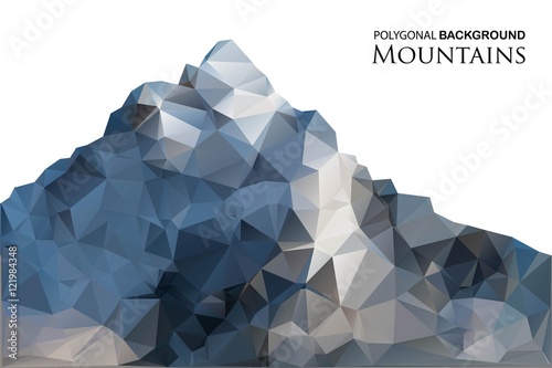 Abstract background with mountains in polygonal style. Vector illustration. Design element.