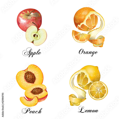 Relistic fruits set