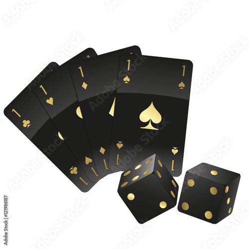 Black cards and dices