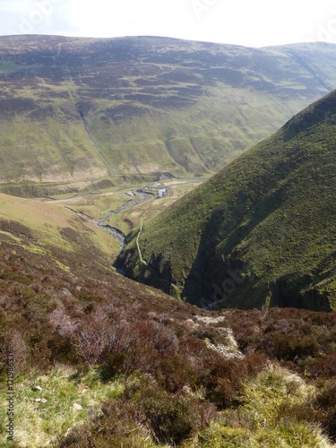 View down from the path running alongside the Grey Mare's Tail waterfall, near Moffat, Southern Scotland