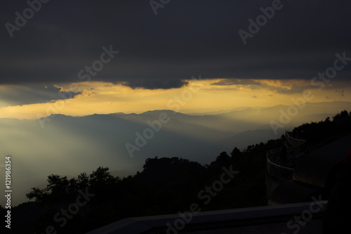 Sun shining through the cloud