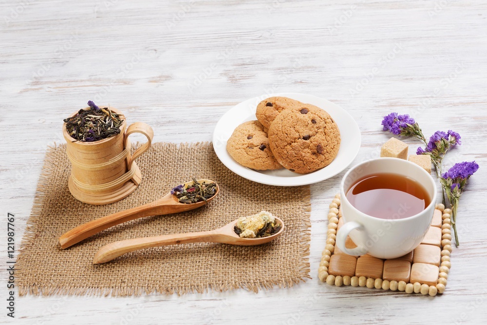 Herbal tea and cookies Herbal tea and cookies