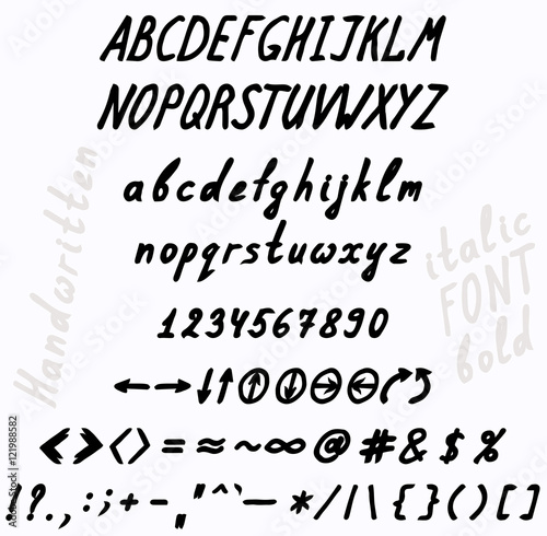 Handwriting font character set