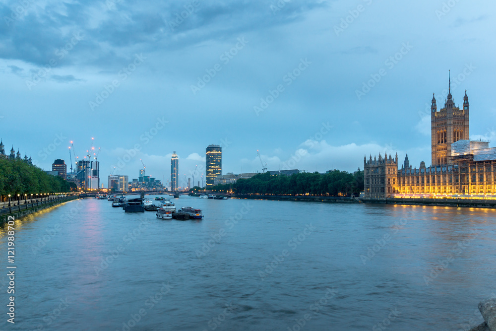 Night Cityscape of London from Westminster Bridge, England, United Kingdom