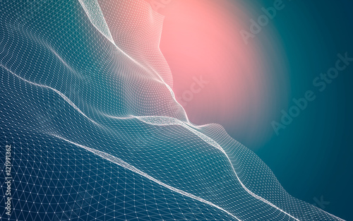 Fototapeta Naklejka Na Ścianę i Meble -  Abstract polygonal space low poly dark background, 3d rendering