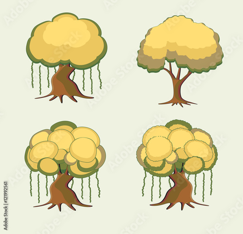 Bonsai Trees Vector Set