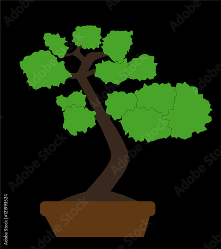 Bonsai Plant with Pot Vector