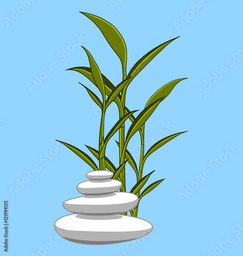 Zen Basalt Stones with Bamboo Twigs Vector