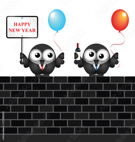Comical Happy New Year message with one drunken reveller  