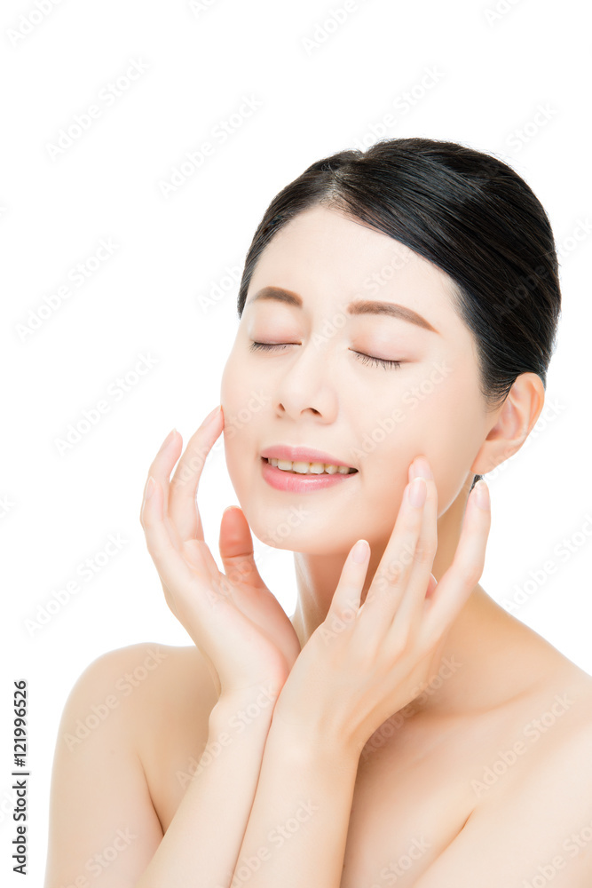 Beautiful beauty asian woman face close up on white background Beautiful beauty asian woman face close up on white background