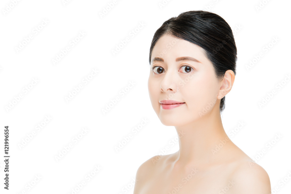 smile pretty asian woman with beauty makeup face, white backgrou smile pretty asian woman with beauty makeup face, white backgrou