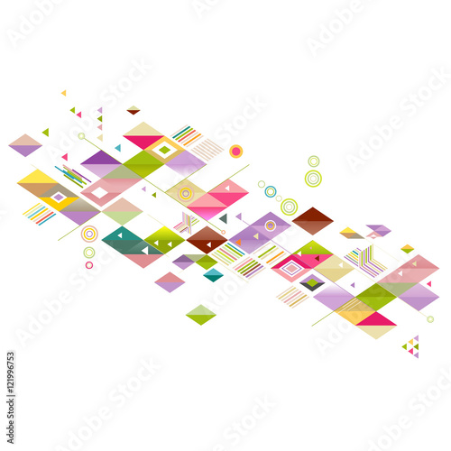 Abstract colorful and creative geometric with a variety of graphic and pattern on white. Corporate business or technology identity design, online presentation website element, vector illustration