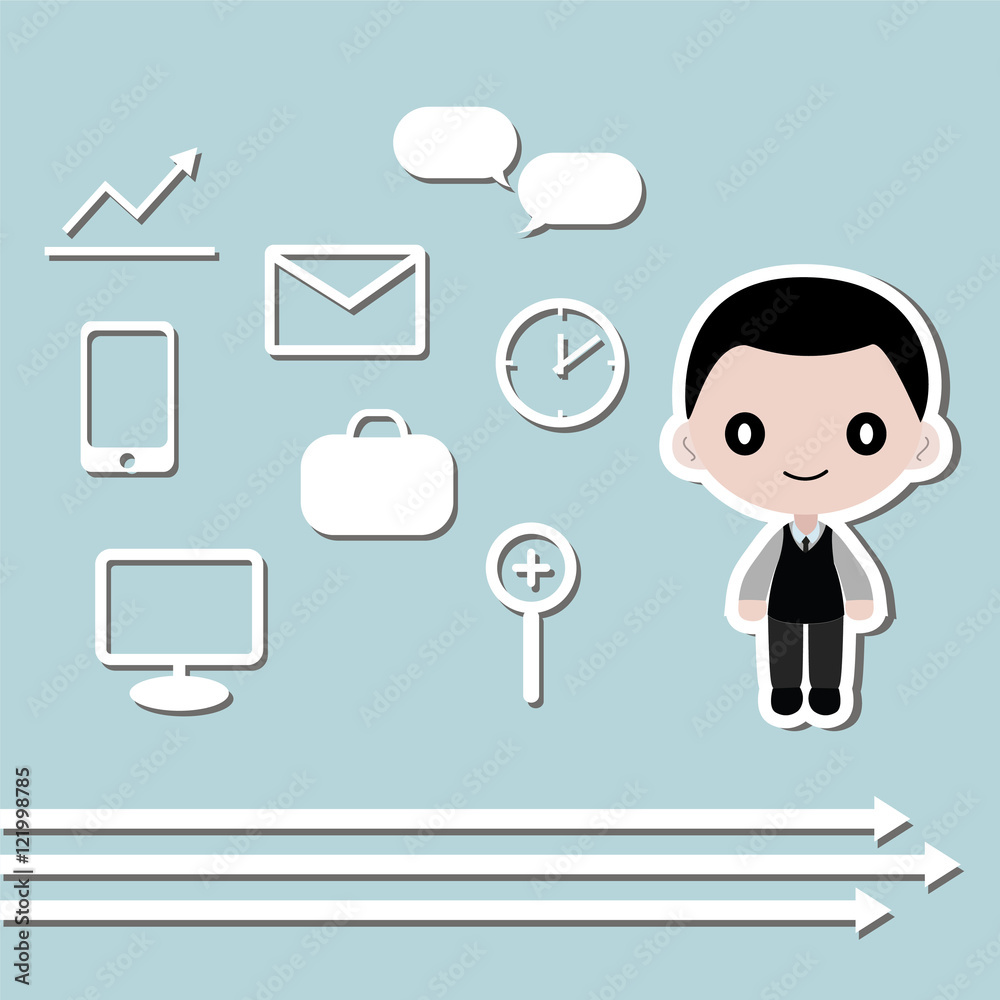 Businessman and icon symbol Vector illustration