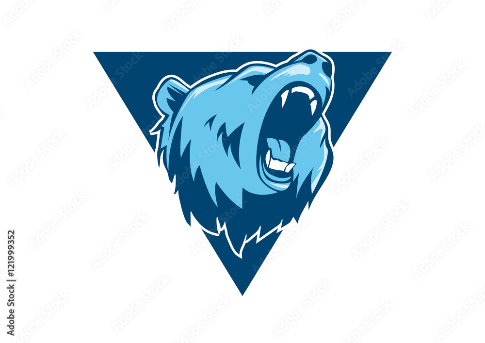 Naklejka premium Projektowanie Logo odznaka Sport głowa niedźwiedzia
