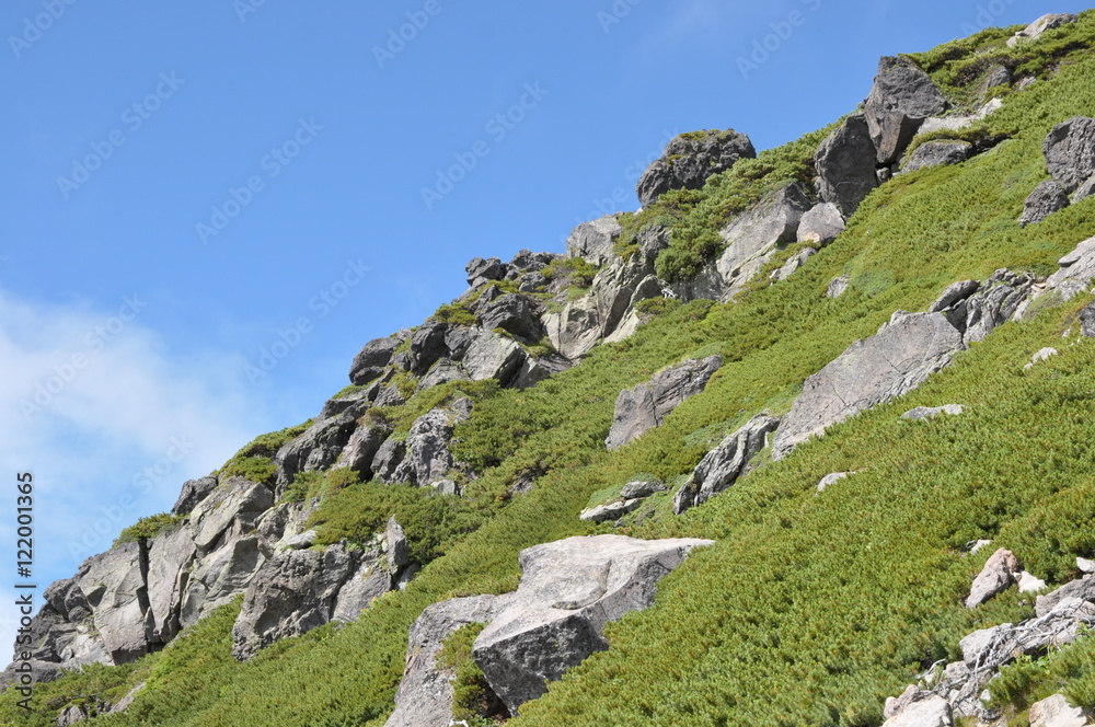 乗鞍　風景　展望　山脈　空　剣ヶ峰　残雪　乗鞍岳