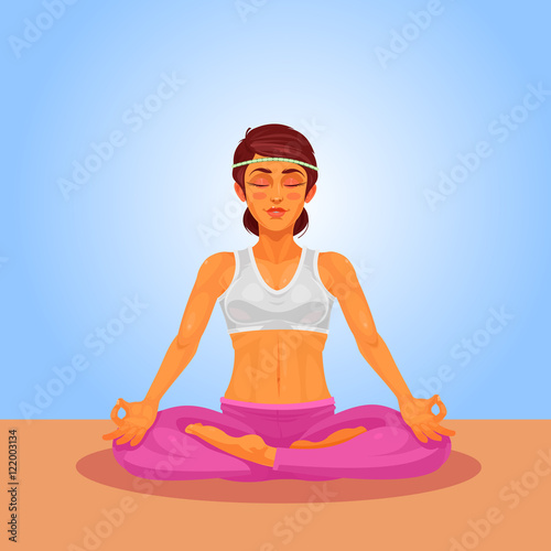 Vector illustration of a girl yoga in the lotus position