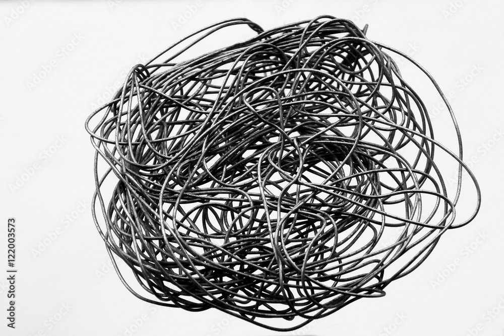 Bundle of metal wire on white Bundle of metal wire on white