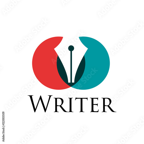 Vector sign writer. Fountain pen in two circles