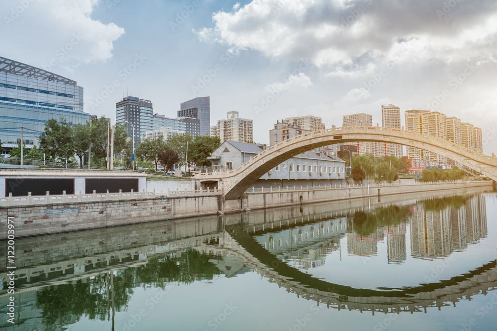 Fototapeta premium Downtown City skyline along the River in China.