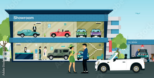 Employees wholesale car keys to the buyer at the showroom.