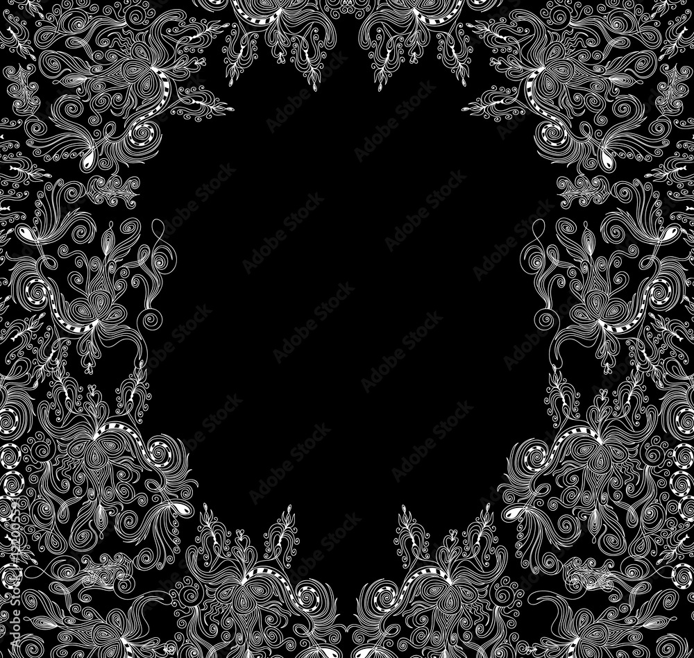 Beautiful vector decorative frame with lacy curling floral ornaments