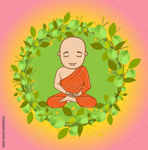 Buddhist Monk Doing Meditation