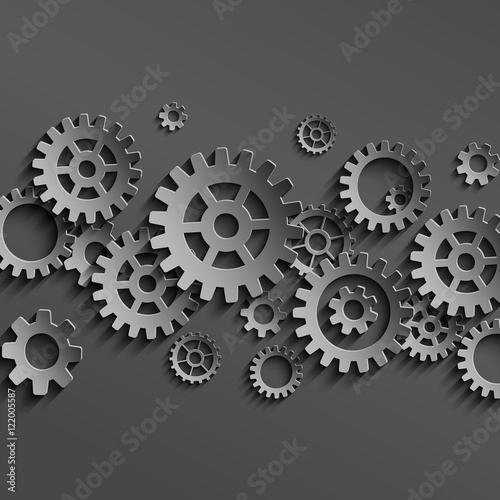 Vector black gears and cogs background