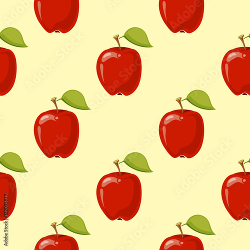 Red vector apples seamless background