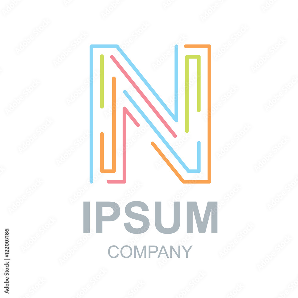 Abstract letter N logo design template,Business,Colorful creative sign,vector icon,lines letters,Typographic elements,Modern type made of concentric lines Abstract letter N logo design template,Business,Colorful creative sign,vector icon,lines letters,Typographic elements,Modern type made of concentric lines