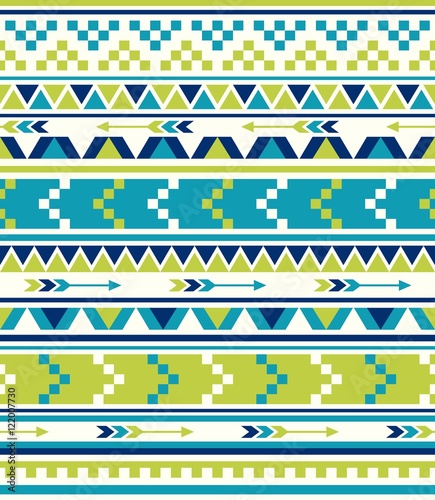 Seamless Ethnic pattern textures. Lime & Navy colors. Navajo geometric print. Rustic decorative ornament. Abstract geometric pattern. Native American pattern. Ornament for the design of clothing