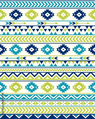 Seamless Ethnic pattern textures. Lime & Navy colors. Navajo geometric print. Rustic decorative ornament. Abstract geometric pattern. Native American pattern. Ornament for the design of clothing
