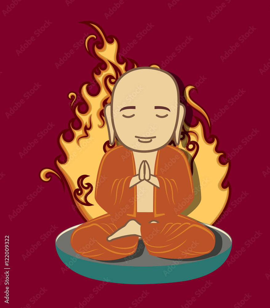 Burning Monk Vector Illustration Adobe Stock