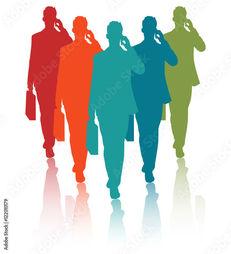 Business Führung Team mit Koffer und Handy