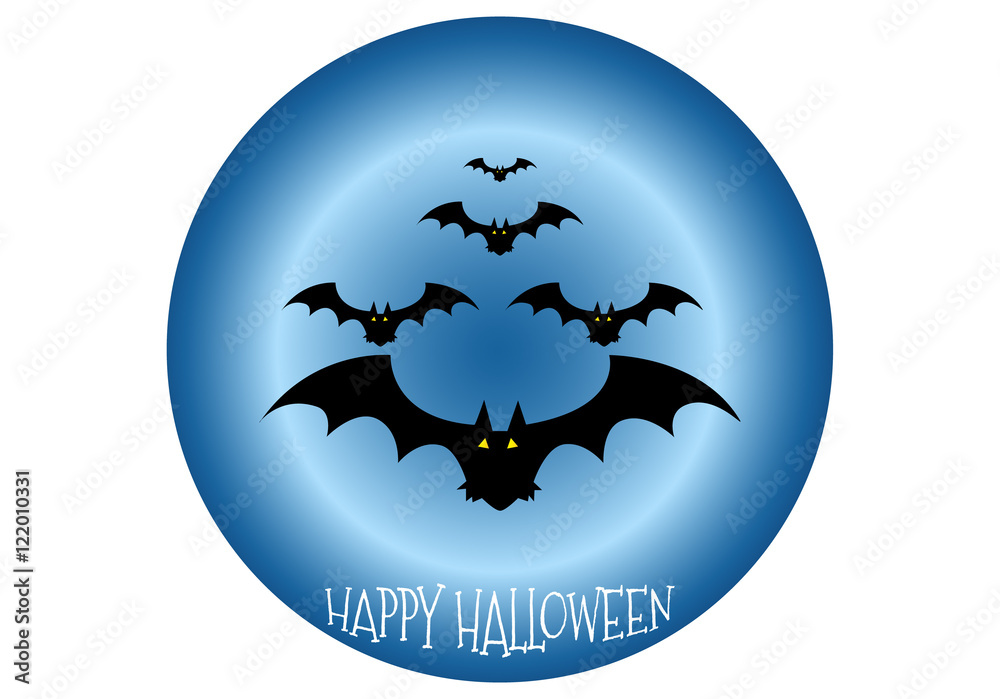 Happy Halloween icon scary on blue background