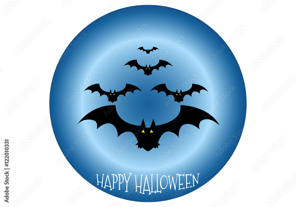 Happy Halloween icon scary on blue background Happy Halloween icon scary on blue background
