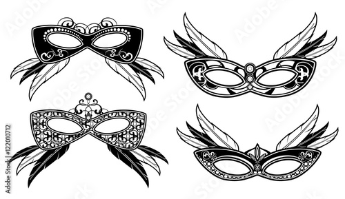 Veneto masquerade masks with lace luxury pattern vector stock