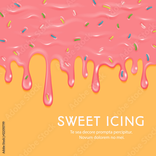 Dripping pink sweet donut glaze vector background