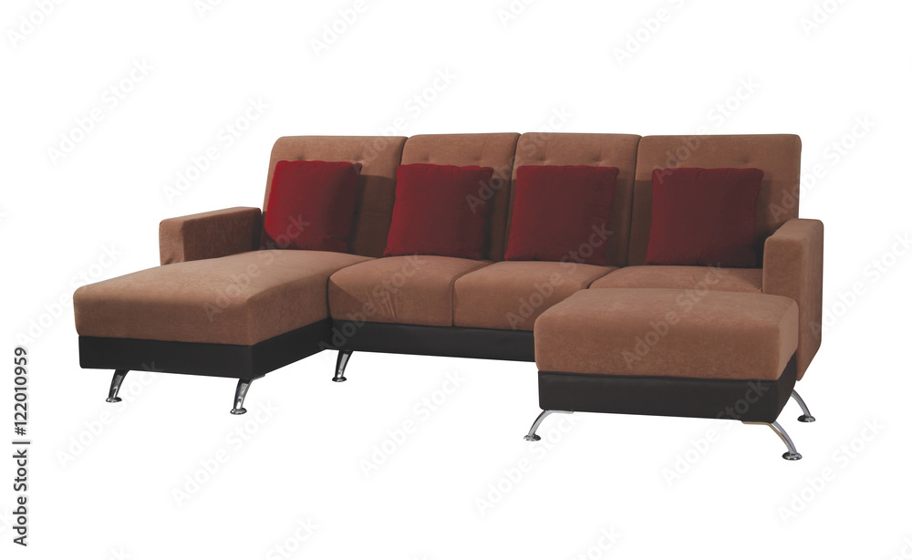Obraz premium Brown sofa isolated on white background with clipping path.