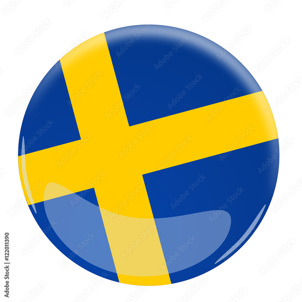 Glossy button with the flag of Sweden Glossy button with the flag of Sweden