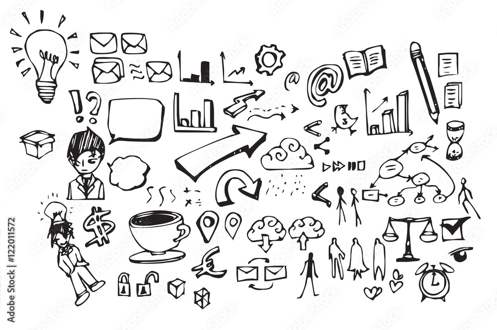 Business doodles sketch vector ink eps10 Business doodles sketch vector ink eps10