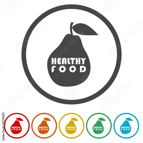 Healthy food circle icon set