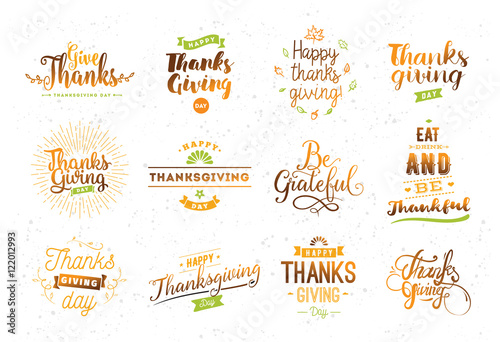Thanksgiving day typography set.