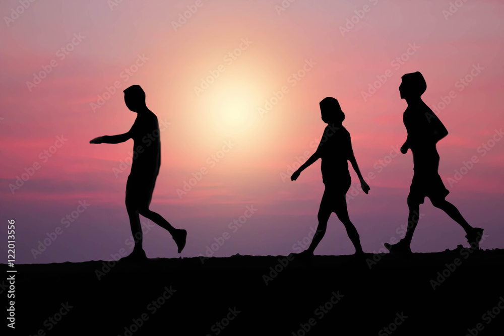 family running and jogging