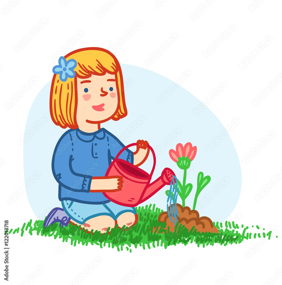 Little girl planting flowers Little girl planting flowers