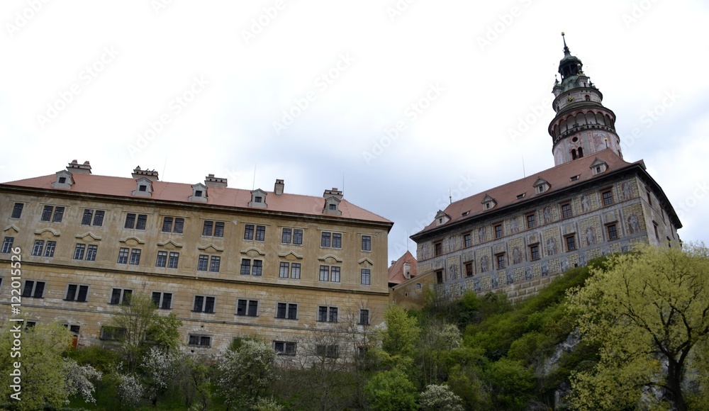 Fototapeta premium Architecture from Cesky Krumlov with grey sky