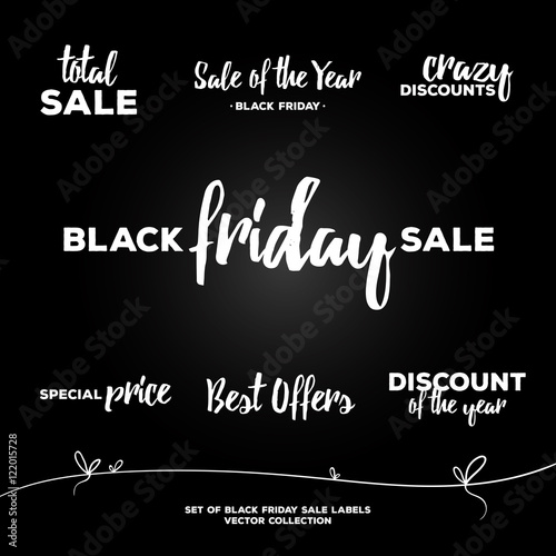 Set of calligraphic black friday labels