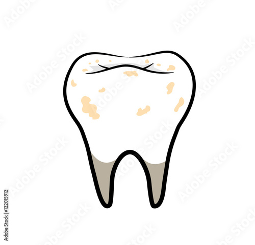 Dirty Tooth. A hand drawn vector illustration of a tooth with bad hygiene.