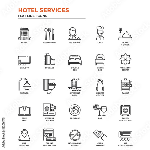 Flat Line Icons- Hotel Service