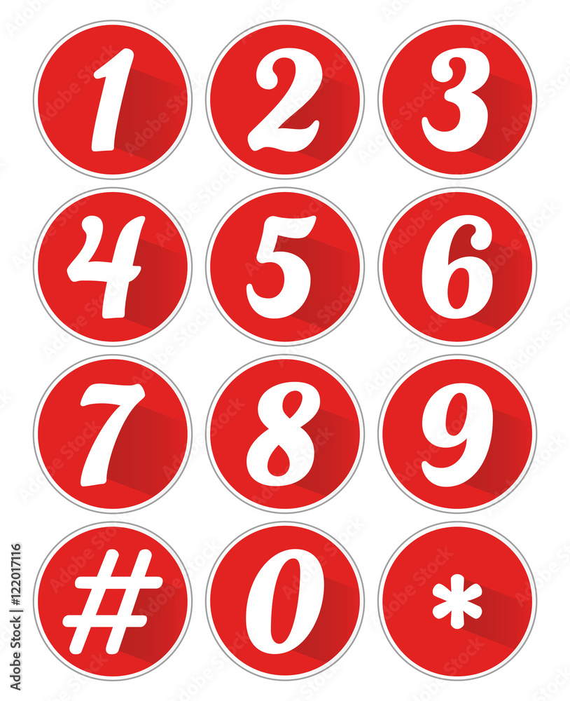 Telefon Tastatur in rot mit Nummern, Raute und Stern Stock Vector | Adobe  Stock