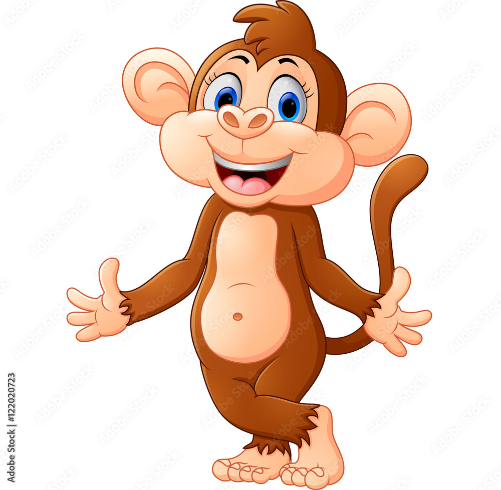Obraz premium Cartoon monkey presenting
